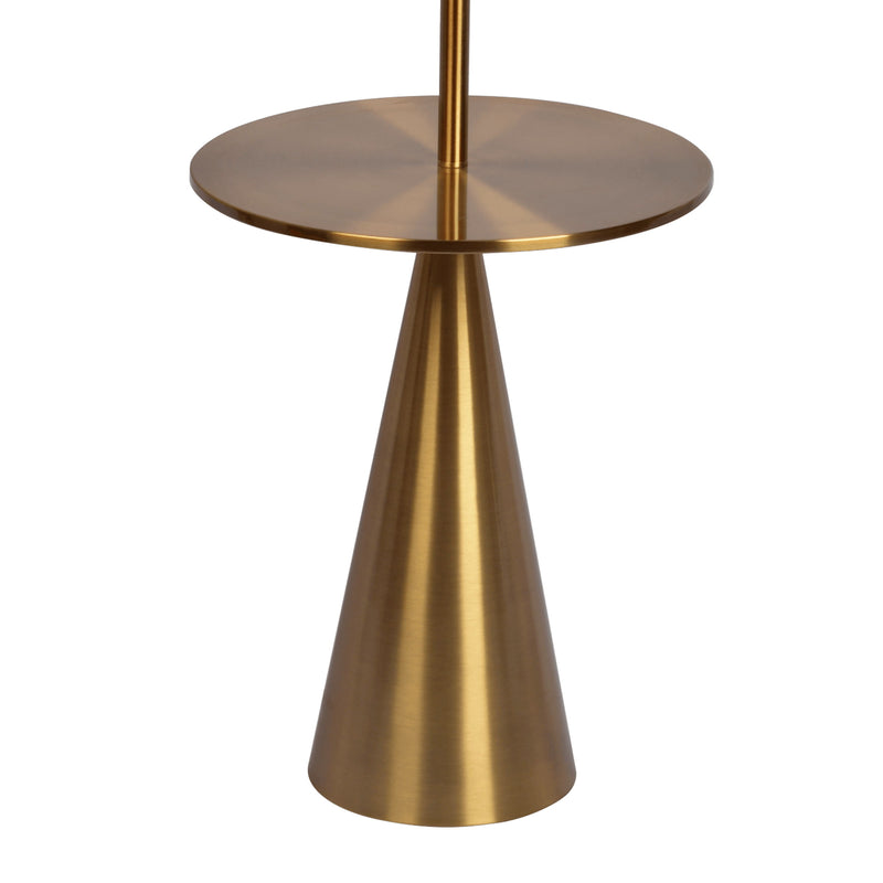 Celestial - Modern Floor Lamp With Accent Table With Large Shade - Gold / White