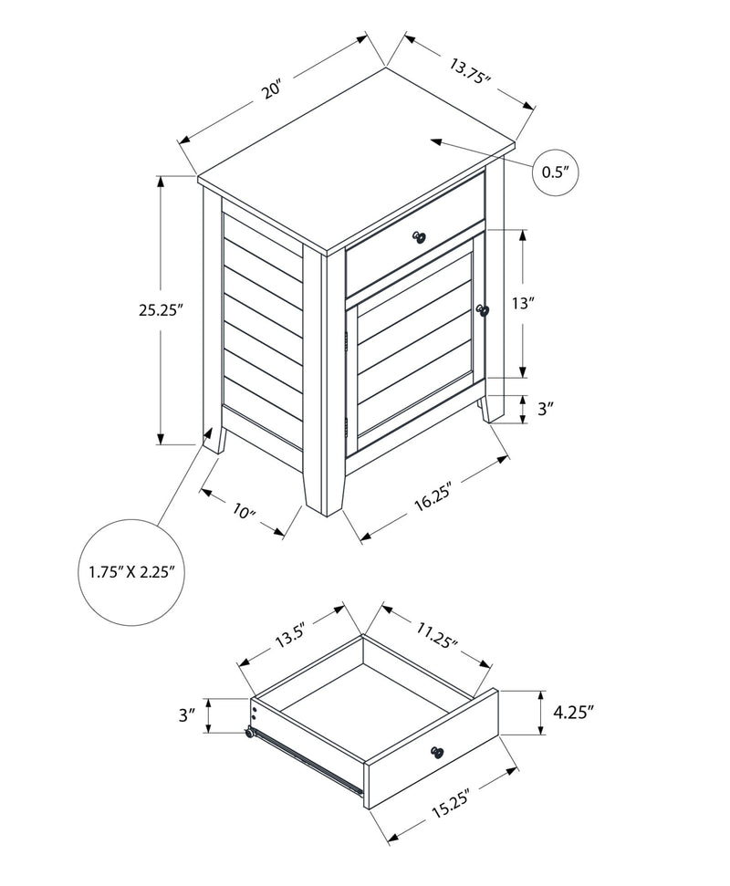 Accent Nightstand, Storage Drawer, Transitional