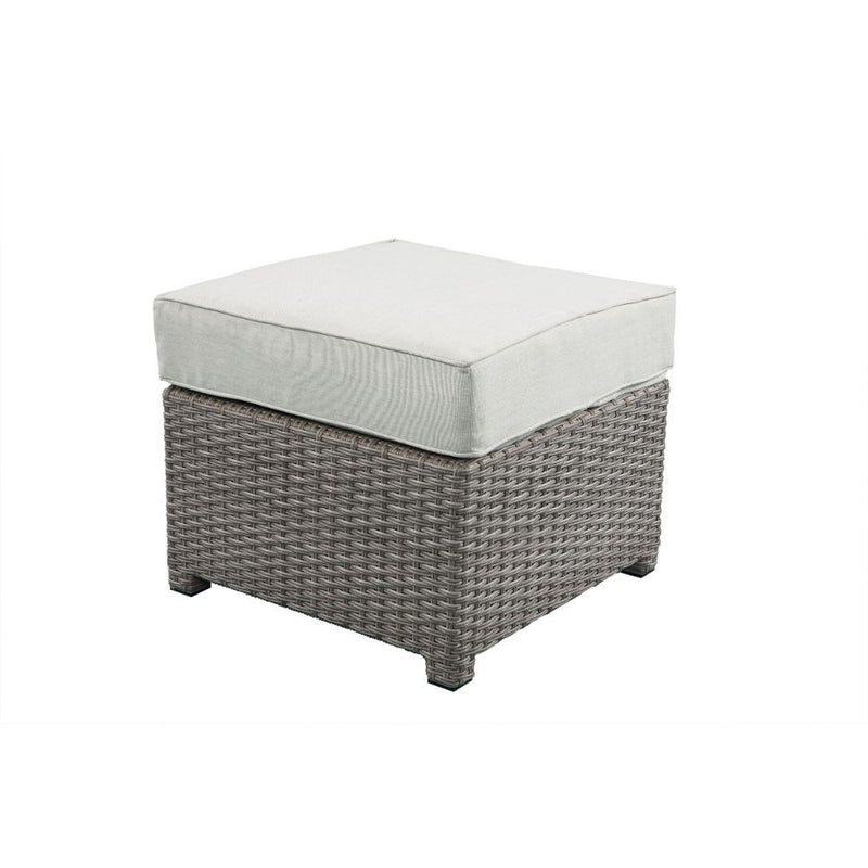 Salena - Patio Sofa & Ottoman - Beige Fabric & Gray Wicker - 26"