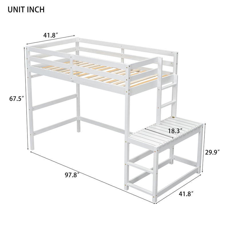 High Loft Bed With Ladder Landing Platform, Ladders, Guardrails