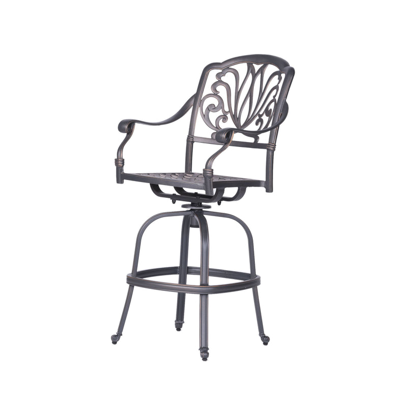 Patio Outdoor Aluminum Swivel Bar Stool With Cushion (Set of 2)