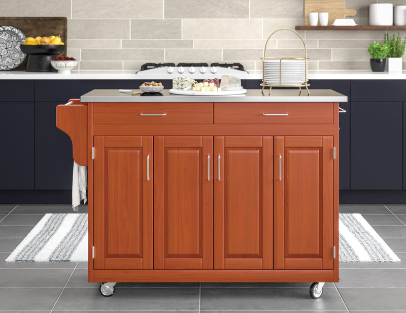 Create-A-Cart - 4 Doors Kitchen Cart - Steel Top