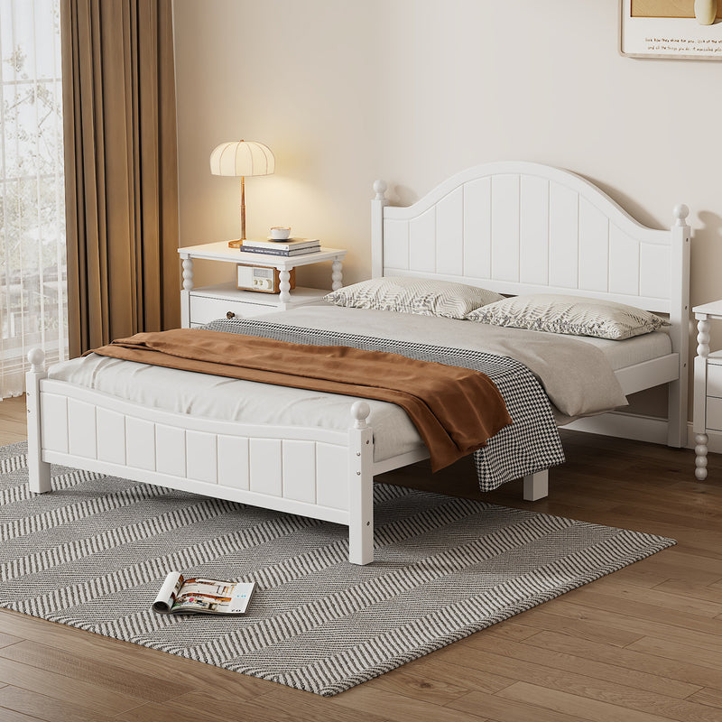 Traditional Concise Style White Solid Wood Platform Bed, No Need Box Spring, Full(Old SKU:WF295732AAA)