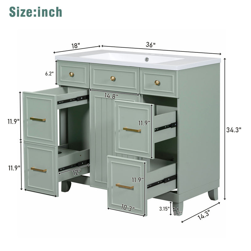 Bathroom Vanity Cabinet With Sink Top Combo Set, Single Sink, Shaker Cabinet With Soft Closing Door And Drawer