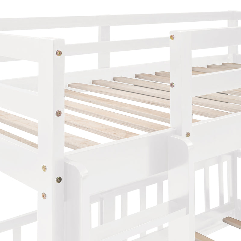 Twin Over Twin Bunk Bed with Slide and Ladder, White(Old SKU:LP000009AAK)