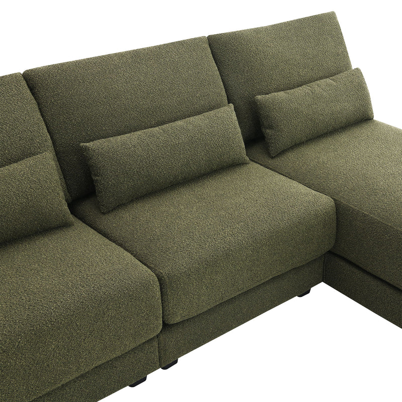 Oversized Deep Seat Sectional Sofa With Reversible Chaise, Loop Yarn Fabric 5-Seat Armless Indoor Furniture, Convertible L-Shaped Couch For Living Room, Apartment