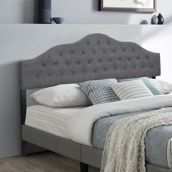 Upholstered Headboard, Adjustable Headboards for King Size Bed, Modern Breathable Fabric with buttons, Adjustable Height from 55.9" to 63.78", Grey Linen