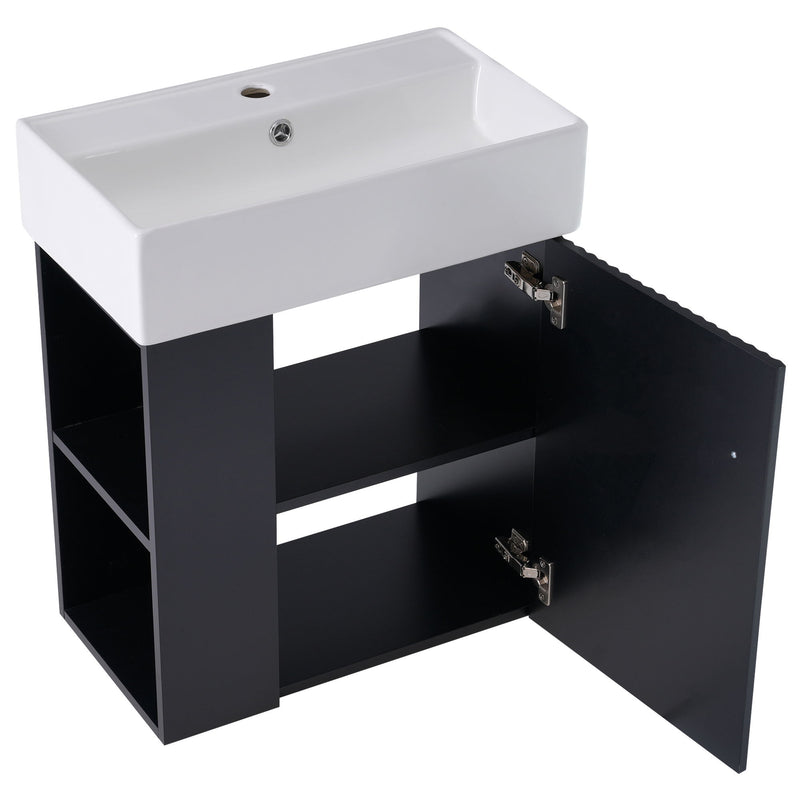 Modern Floating Bathroom Vanity With Ceramic Basin Perfect For Small Bathrooms