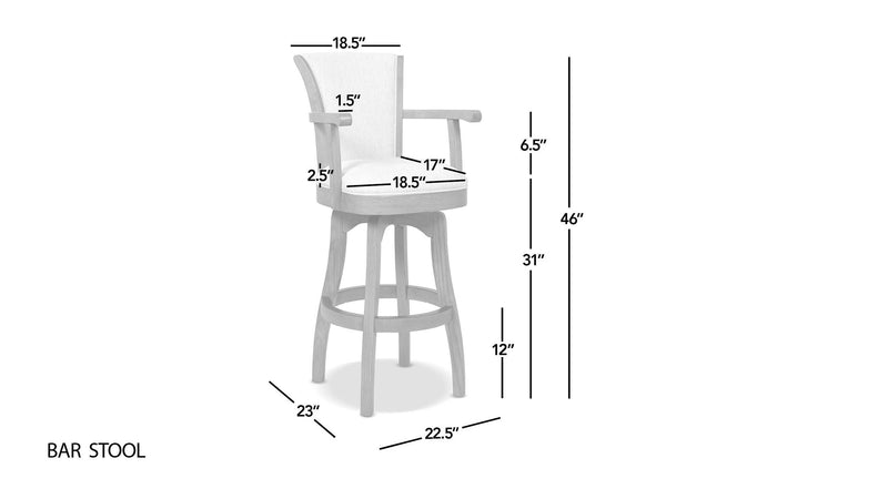 Williams - Swivel Bar Stool With Armrests - Vintage Brown