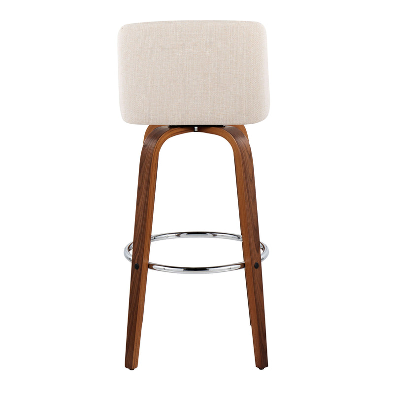 Toriano - Mid Century Modern Fixed Height, Barstool With Swivel With Round Footrest (Set of 2)