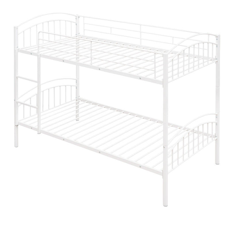 Twin Over Twin Metal Bunk Bed,Divided into Two Beds(White){OLD SKU:MF280424AAK}