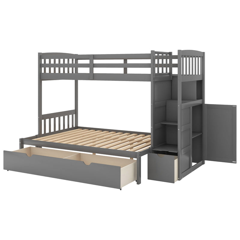 Bunk Bed, Convertible Bottom Bed, Storage Shelves And Drawers