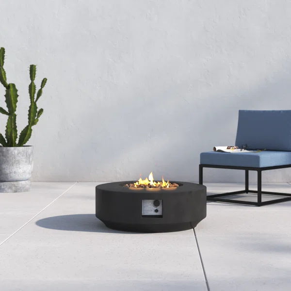 Fibre Reinforced Propane Gas Outdoor Fire Pit Table With Lid - Charcoal