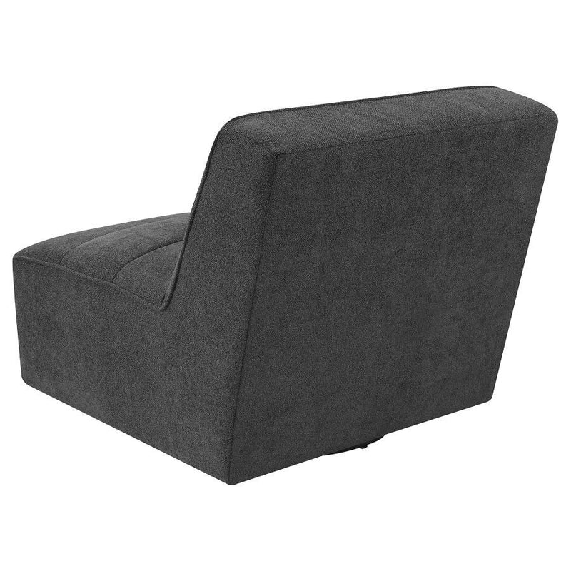 Cobie - Upholstered Armless Swivel Chair - Dark Charcoal