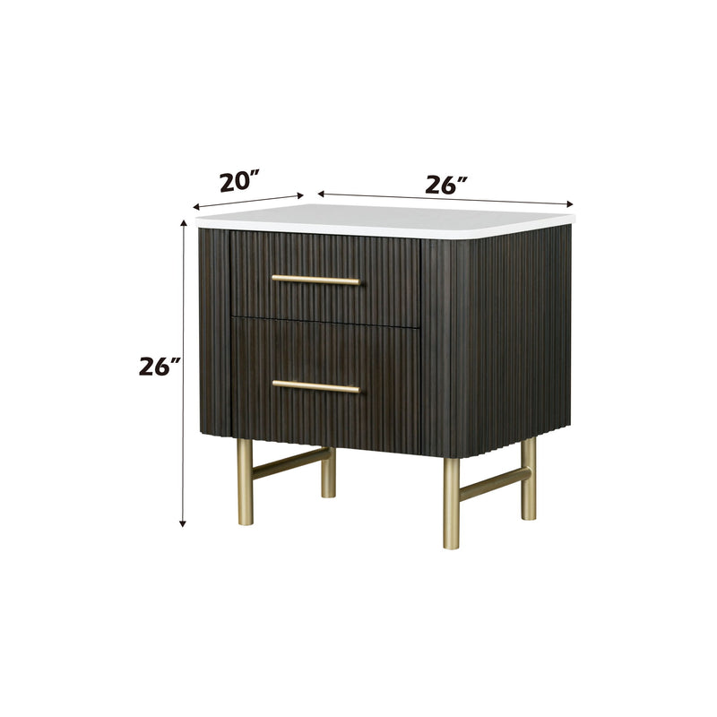 Clayten - Marble Top Nightstand - Espresso