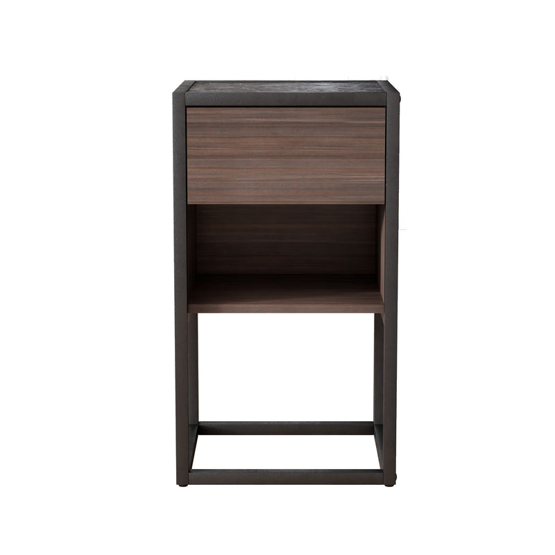 Armando Living Room Side Cabinet, Corner Cabinet, Bedroom Night Stand - Dark Brown / Black