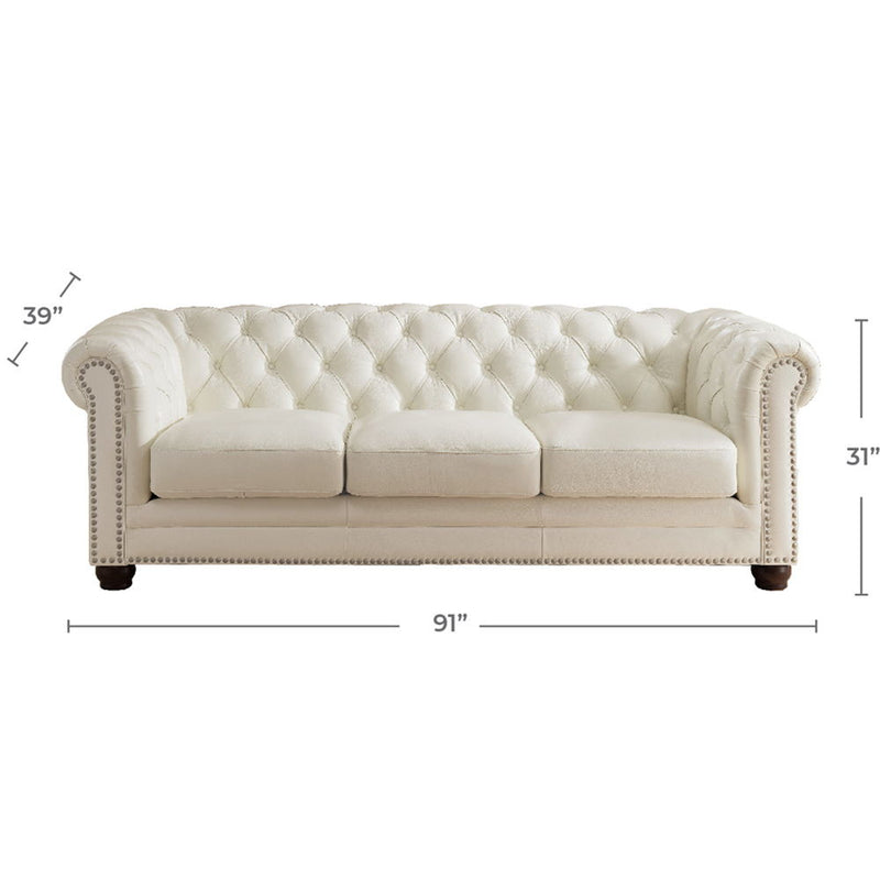 Aliso - Leather Sofa - Creamy White