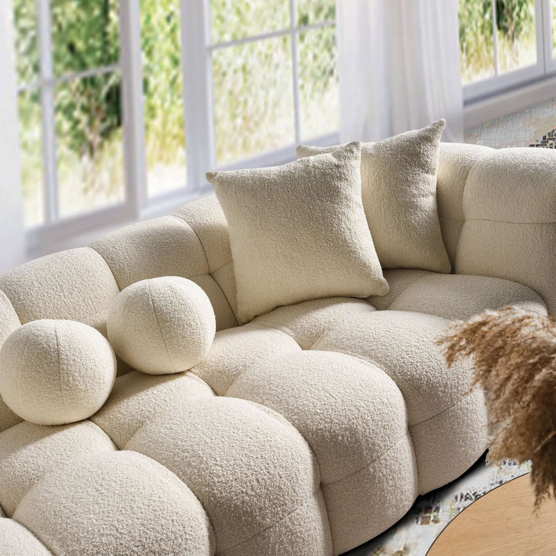 Alana - Tufted Sofa - Ivory / White