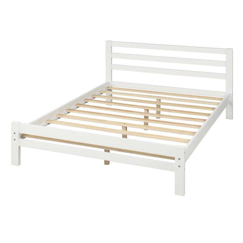 Wood platform bed with two drawers, full (white)