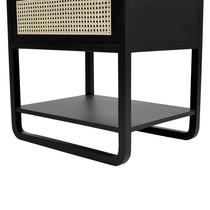 Inglot - Modern Webbed Storage Side Table - Black Oak