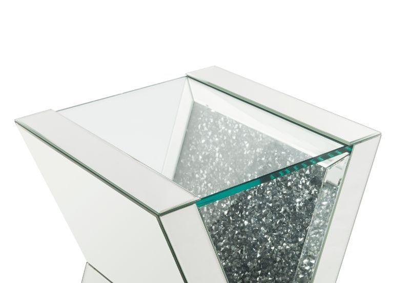 Noralie - End Table - Clear Glass, Mirrored & Faux Diamonds