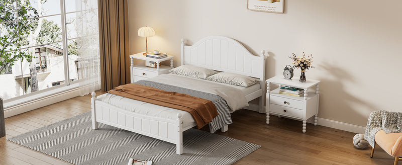 Traditional Concise Style White Solid Wood Platform Bed, No Need Box Spring, Full(Old SKU:WF295732AAA)