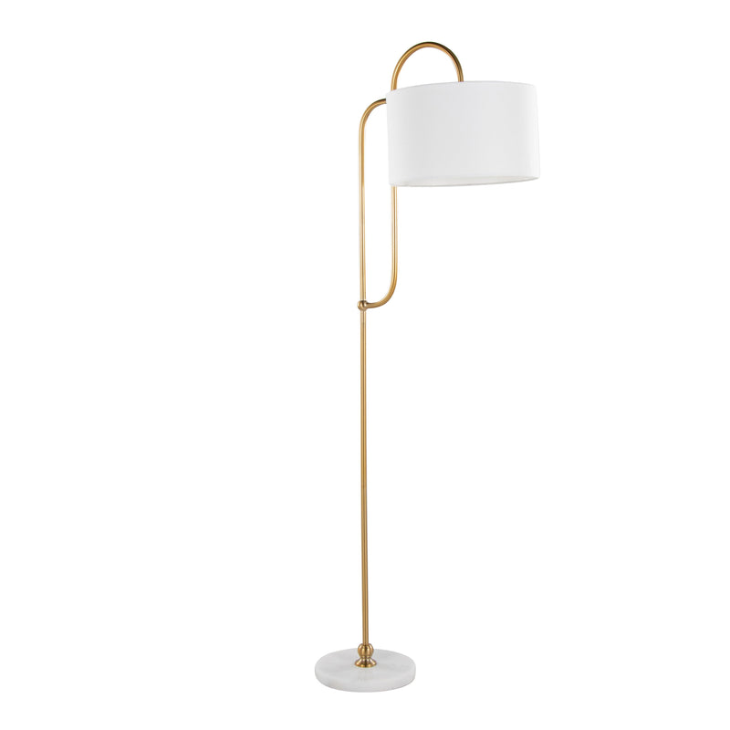 Leslie - Glam / Art Deco Floor Lamp - Gold / White