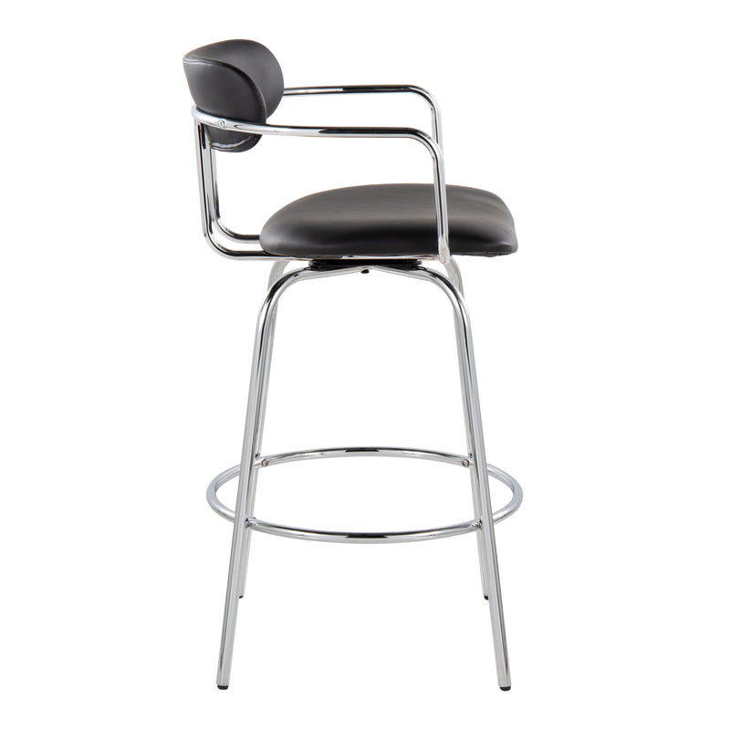 Demi - Contemporary Fixed Height Counter Stool With Swivel With Round Footrest (Set of 2)