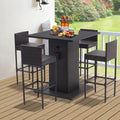 5 Piece Outdoor Conversation Bar Set, All Weather Patio Furniture With Metal Tabletop And Stools