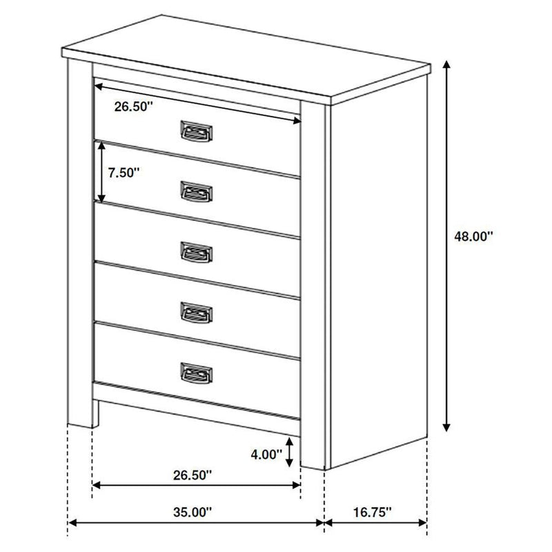 Frederick - 5-Drawer Chest - Weathered Oak