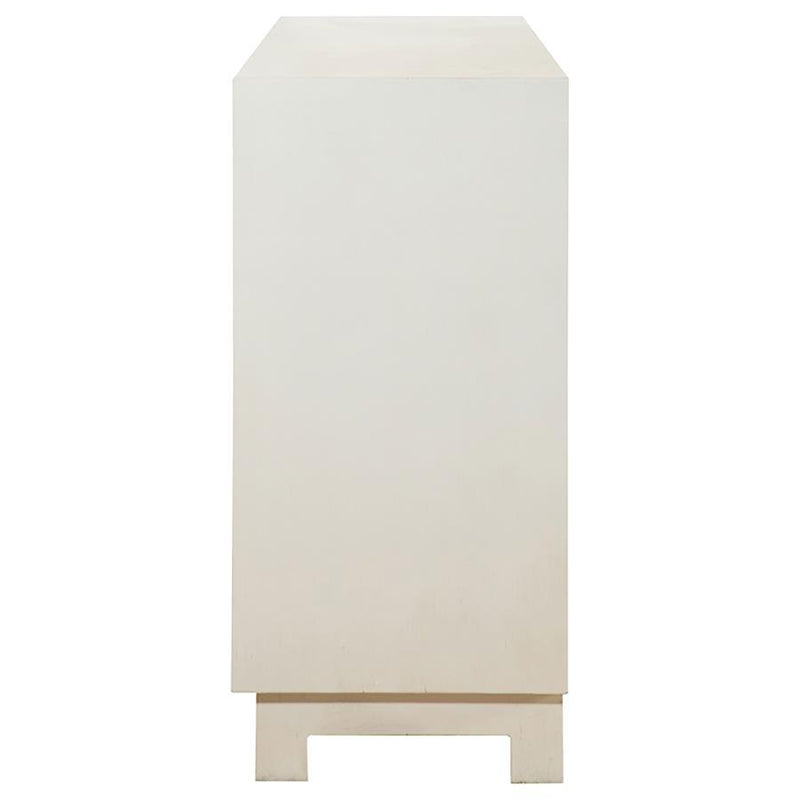 Voula - 4 Door Wood Accent Storage Cabinet - White And Gold - Atlantic Fine Furniture Inc