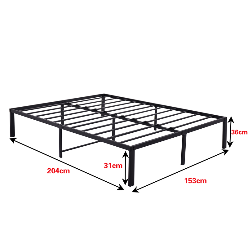 14 Inch Bed Frame Queen Size Heavy Duty Steel Slat Support Metal Platform Queen Bed Frame No Box Spring Needed, Easy Assembly, Black