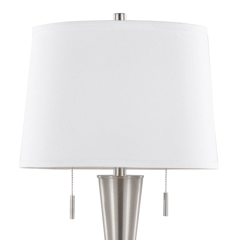 Jules - Contemporary Table Lamp Built In USB Port (Set of 2) - Nickel / White