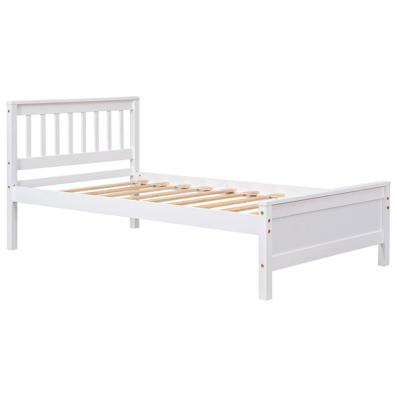 Twin Bed with Headboard and Footboard for Kids, Teens, Adults,with a Nightstand,Wite