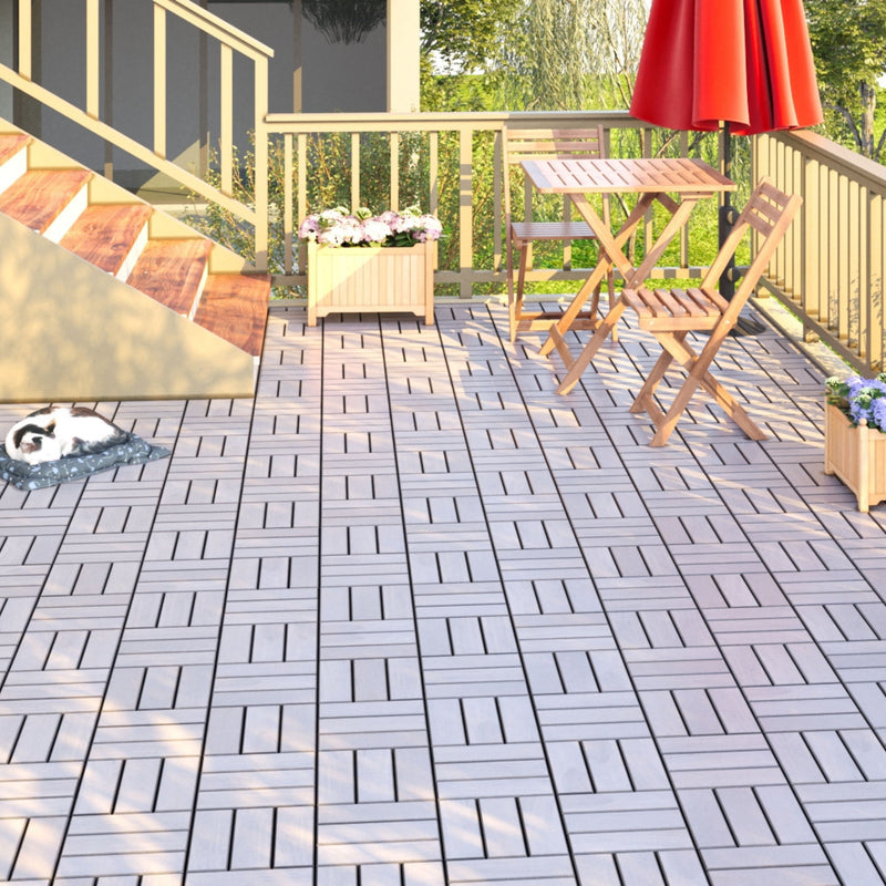 Interlocking Deck Tiles Checker Pattern, Square Acacia Hardwood Outdoor Flooring For Patio, Bancony, Pool Side