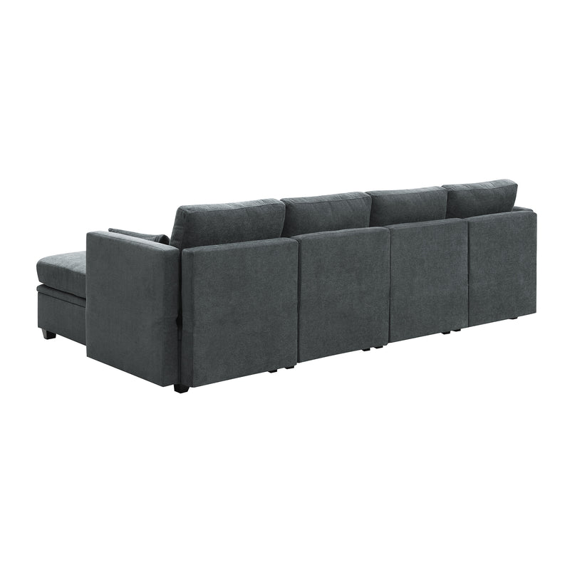 [VIDEO provided] [New] 109*54.7" Chenille Modular Sectional Sofa,U Shaped Couch with Adjustable Armrests and Backrests,6 Seat Reversible Sofa Bed with Storage Seats for Living Room, Apartment,2 Colors