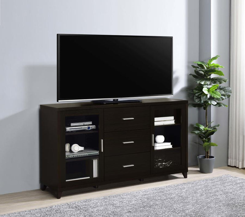 Lewes - 2 Door Engineered Wood TV Stand - Cappuccino - Atlantic Fine Furniture Inc