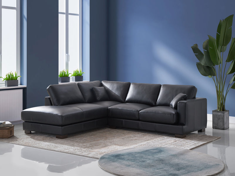 Geralyn - Leather Sectional Sofa With 2 Matching Color Toss Pillows - Black