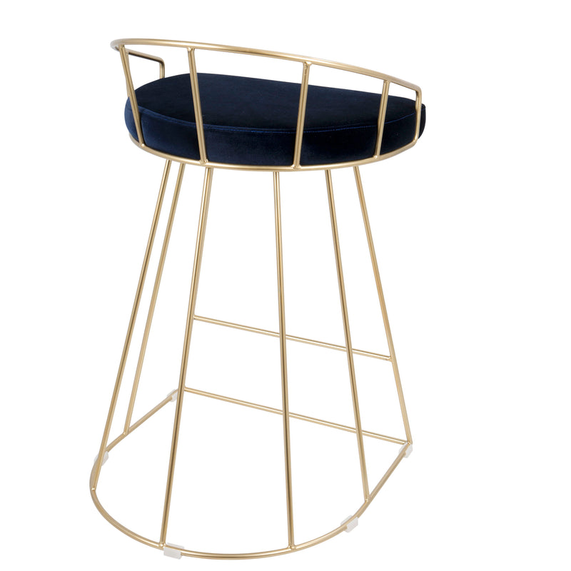 Canary - Contemporary / Glam Counter Stool (Set of 2) - Gold / Blue