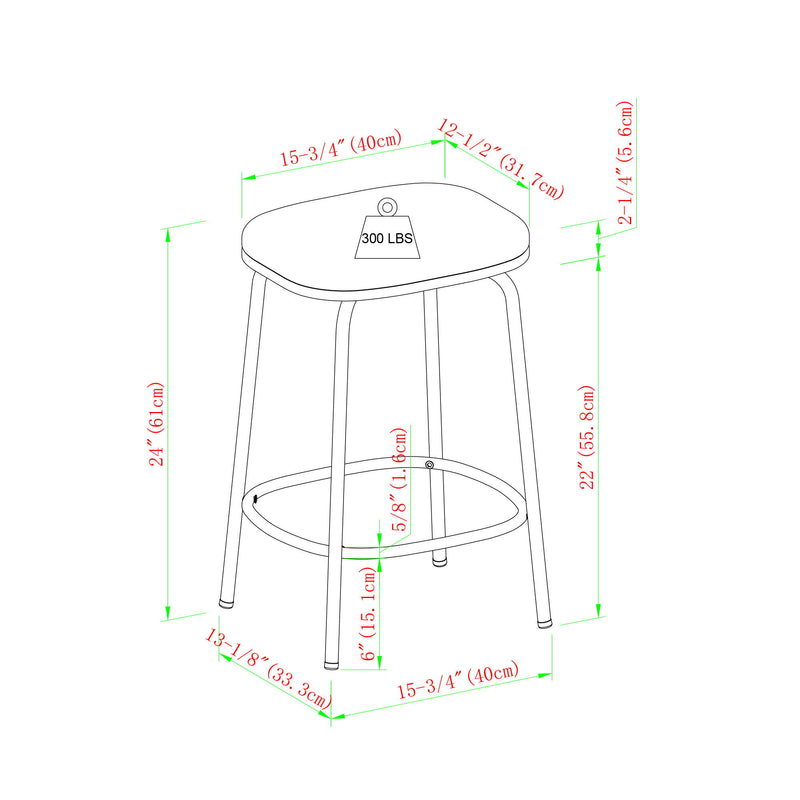 Modern Simple Counter Stool With Upholstered Seat (Set of 2)