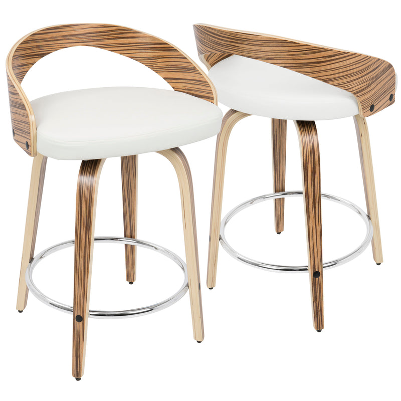 Grotto - Contemporary Fixed Height Counter Stool & Swivel With Round Footrest (Set of 2)