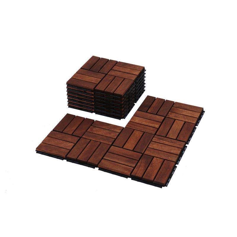 Interlocking Deck Tiles Checker Pattern, Square Acacia Hardwood Outdoor Flooring For Patio, Bancony, Pool Side