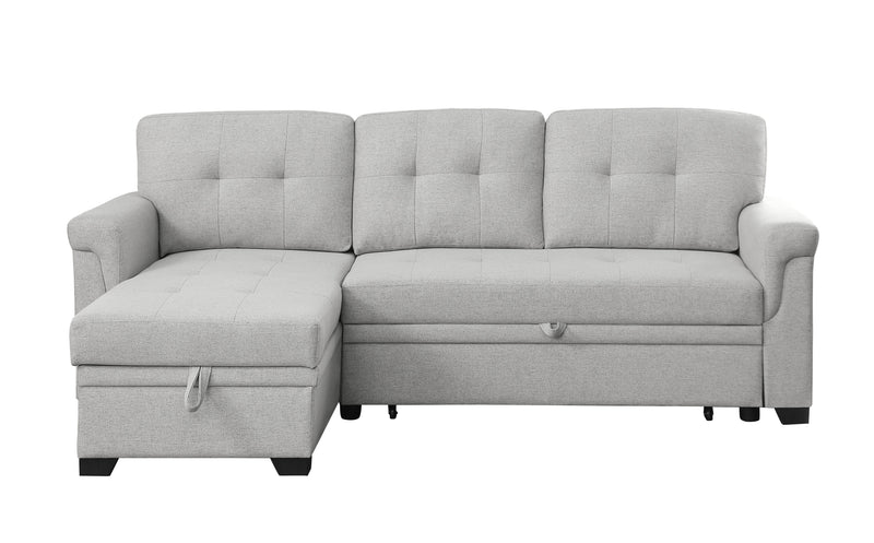 Destiny - Linen Reversible Sleeper Sectional Sofa With Storage Chaise