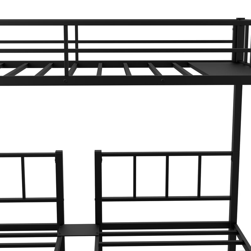 Twin over Twin & Twin Bunk Beds for 3, Twin XL over Twin & Twin Bunk Bed Metal Triple Bunk Bed, Black(Pre-sale date: February 8th.)