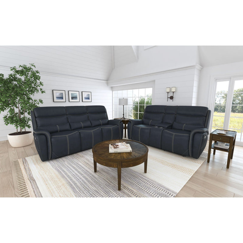 Aruba - Power Motion Loveseat With Power Headrest And Console - Pebble Navy