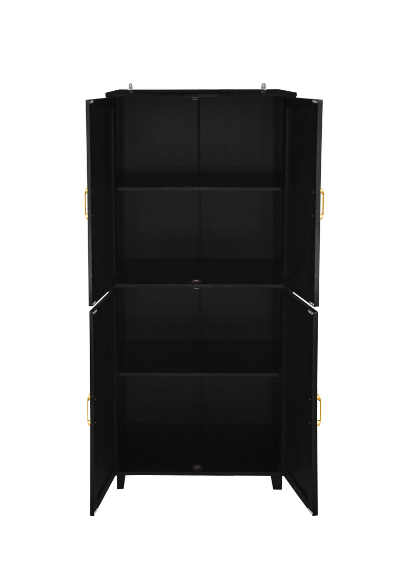 4 Door Cabinet, with 4 Adjustable Inner Shelves, Storage Cabinet