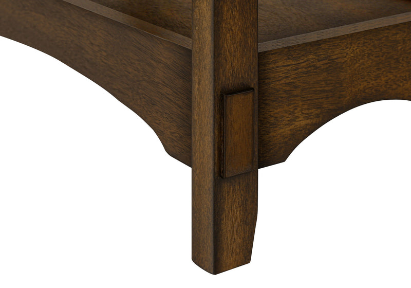 Accent End Table, 2 Tier, Narrow, Storage Drawer, Transitional - Walnut