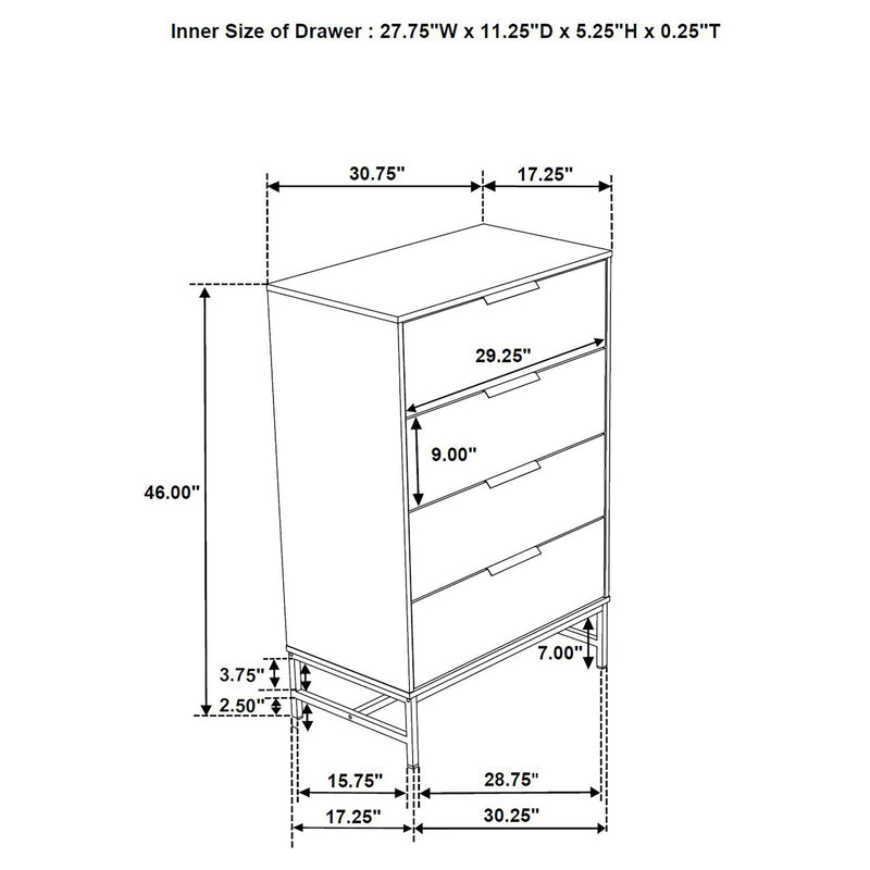 Sonora - 4-Drawer Bedroom Chest - White