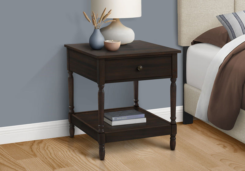 Accent - Table, 2 Tier, Square, Traditional - Walnut