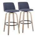 Toriano - Mid-Century Modern Fixed Height BarStool With Round Footrest (Set of 2)